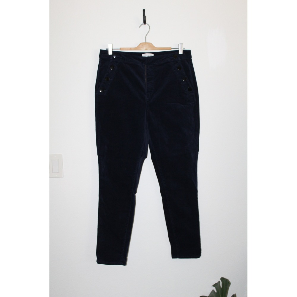 LOFT Navy Blue Velvet Sailor Pants Tapered Leg Hook & Eye Closure RN140923